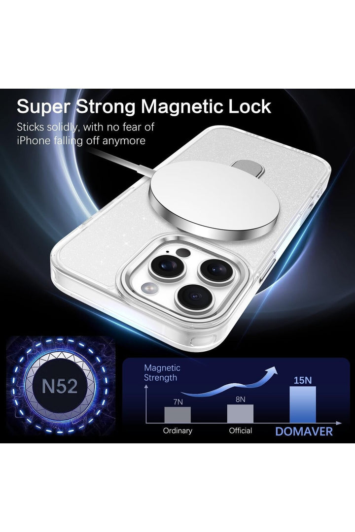 iPhone 15 Pro Max Uyumlu Kılıf Simli Parlak Stand Olabilen Magsafe Şarj için Uygun Renkli Arka Kapak