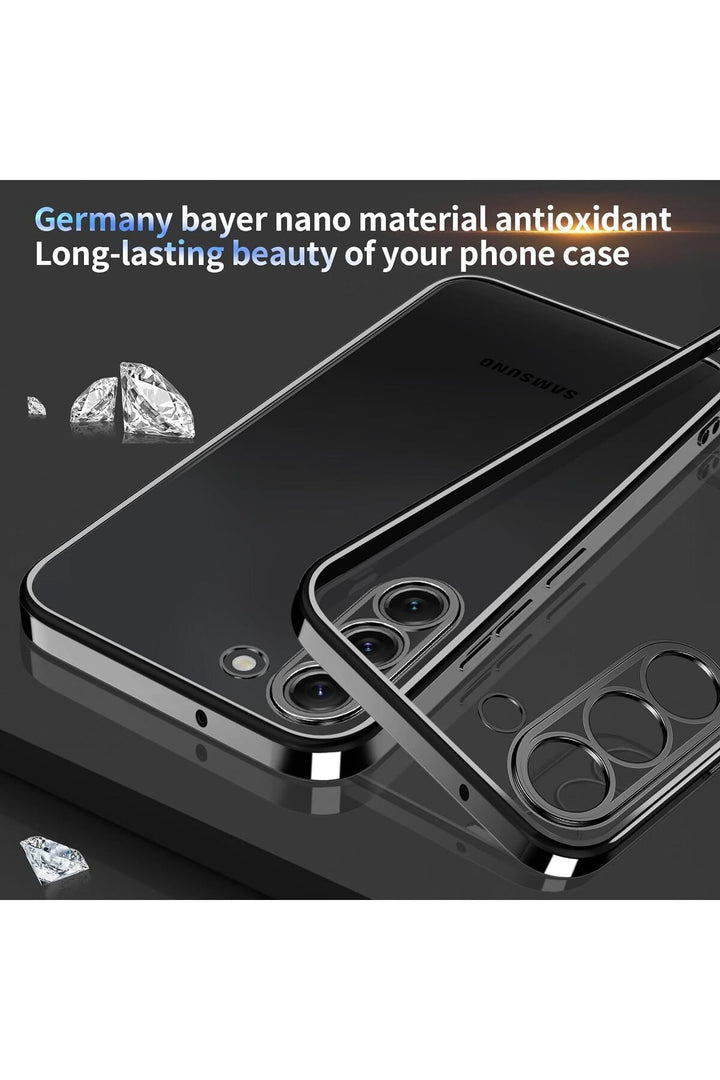 Samsung Galaxy A14 Uyumlu Kılıf Kenarları Renkli Kamera Korumalı Dayanıklı Şeffaf Silikon Kapak