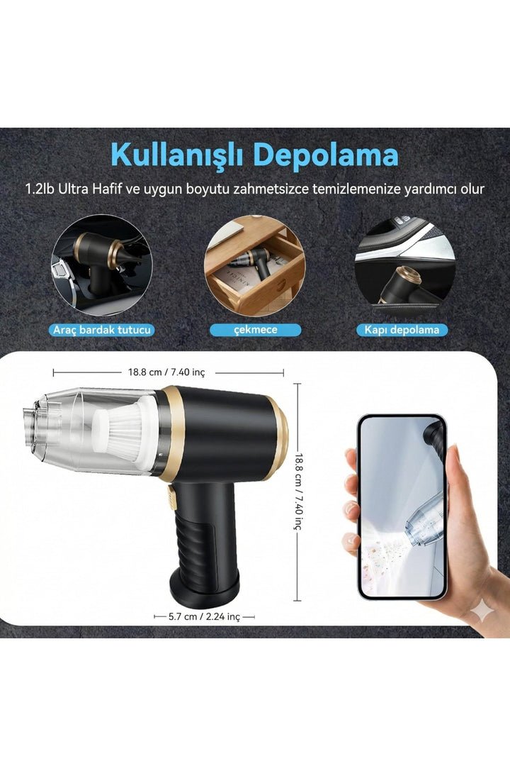 Ev/Araç/Ofis Şarjlı Taşınabilir Güçlü Süpürge Yüksek Emiş/Çekiş/Üfleme Gücü Kablosuz Temizleyici