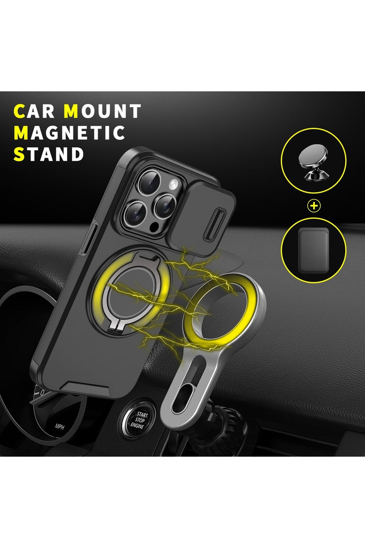 Xiaomi Redmi Note 13 Pro Plus Uyumlu Kılıf Kamera Korumalı Sürgülü 360 Dönebilen Magsafe Stand Tank
