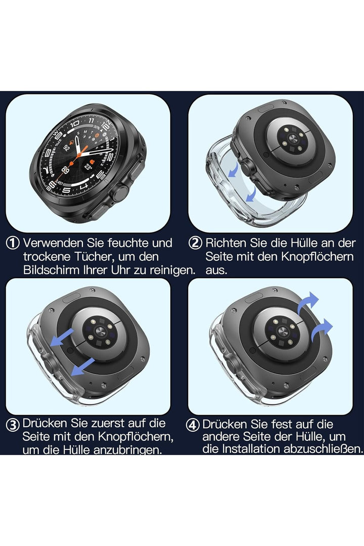 Samsung Watch Ultra 47mm Uyumlu Kılıf Ekran ve Kasa Koruyucu Şeffaf Kasa Koruma Çerçeve Guard Case