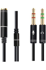Load image into Gallery viewer, Aux To 2x Aux Kablo 3.5mm Jack Çevirici Mikrofon ve Kulaklk Çoklayıcı Dönüştürücü Aux Stereo Adaptör