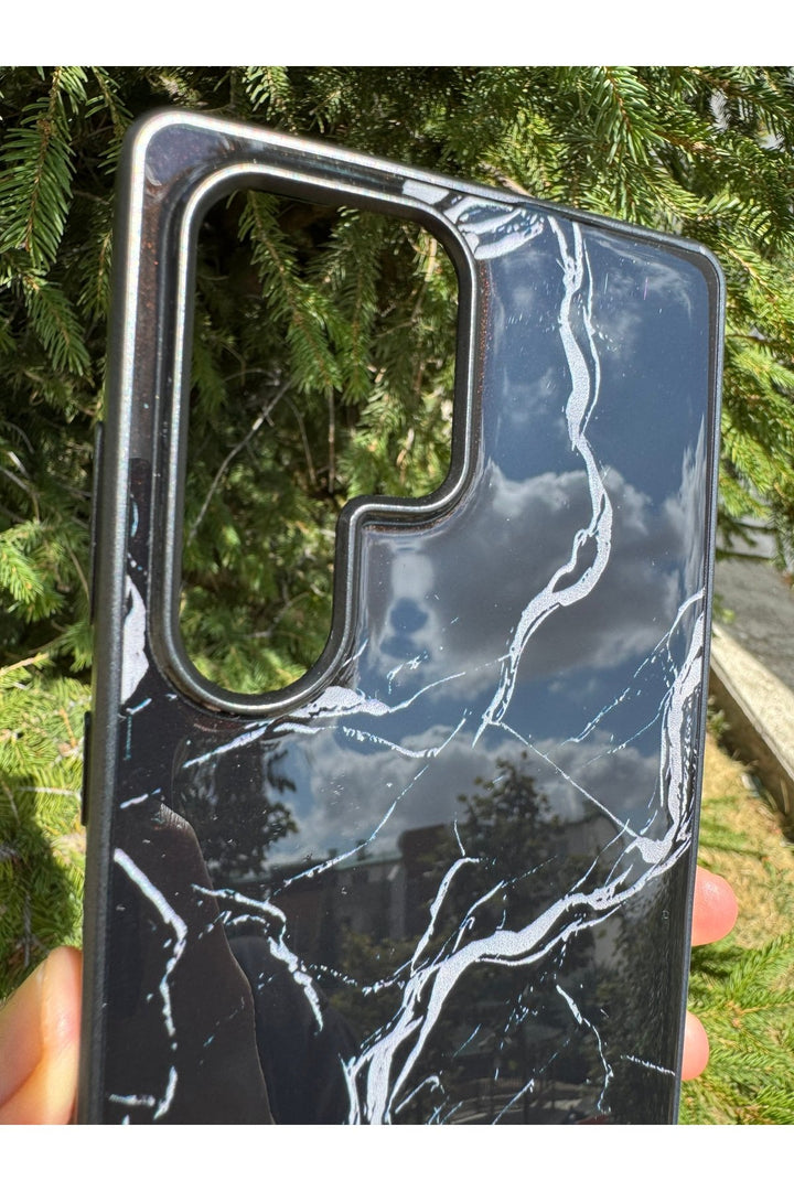 Samsung Galaxy S25 Ultra Uyumlu Kılıf Parlak Mermer Desenli Kamera Kenar Koruyuculu Arka Kapak