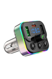 Bluetooth Araç Kiti FM Transmitter USB Type-C PD RGB LED Işıklı Flash Bellek MP3 Çakmaklık Girişli
