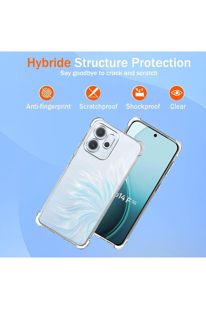 Oppo Reno 14F/14FS Uyumlu Kamera Korumalı Kılıf Darbe Önleme Şeffaf Transparan Esnek Silikon Kapak