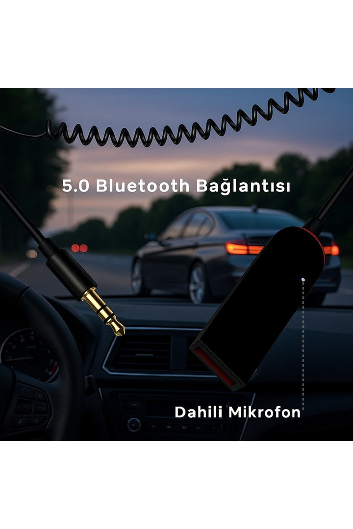 Mikrofonlu Araç Bluetooth Kiti USB 3.5mm Aux Bluetooth Çevirici HD Ses Kalite Micro SD Kart Destekli