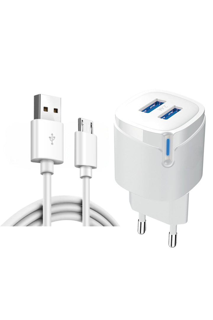 Samsung Galaxy S7/S6/S5/Note4/S4/S3/J7/J5/J2/A7/C/Prime Uyumlu 2.4A Micro USB Hızlı Şarj Aleti Seti
