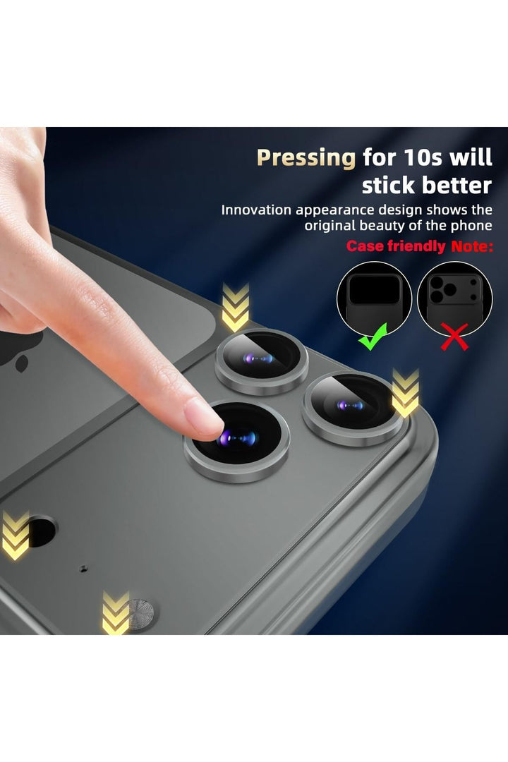 iPhone 17 Pro Uyumlu Kamera Koruyucu Lens Metal Temperli Cam Kamera Çevresi Tam Koruma