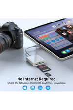Load image into Gallery viewer, İphone 14/13/12/11/8/7/6/mini/plus/pro/max Uyumlu Lightning To Sd/micro Sd/tf Kart Okuyucu Çevirici