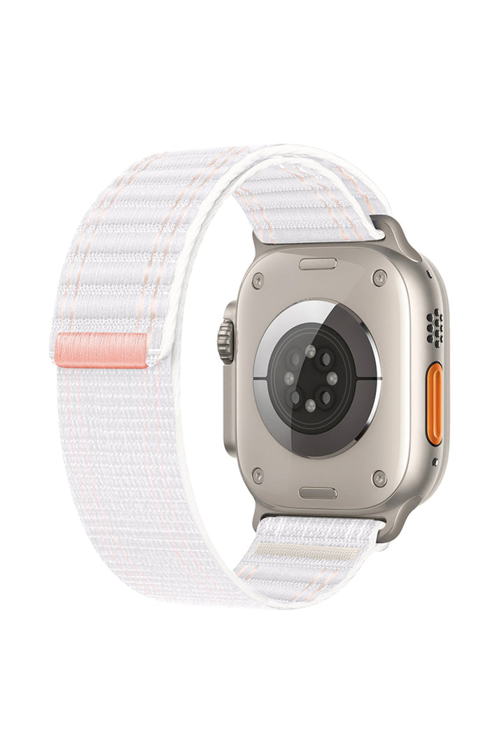 Apple Watch 44mm/45mm/46mm/49mm Uyumlu Kordon Bakla Bölmeli Dizayn Hasır Cırt Dokuma Kumaş Kordon