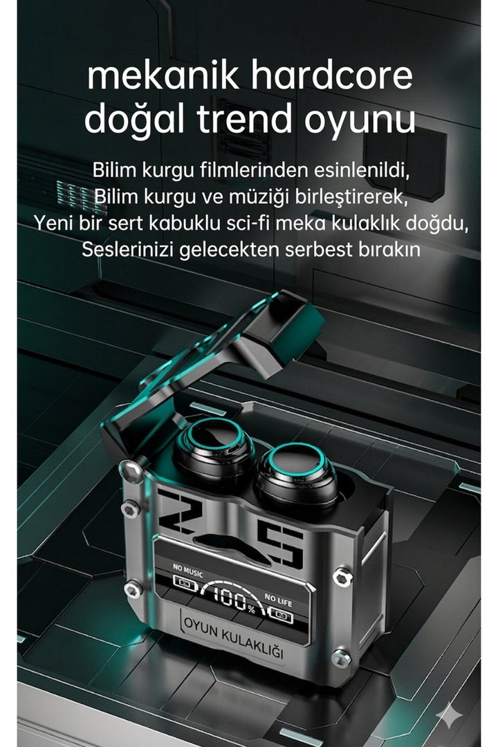 Bluetooth Oyun Kulaklığı Mecha Ledli Kablosuz Game Kulaklık Yüksek Bass ENC Oyun Modlu Dijital