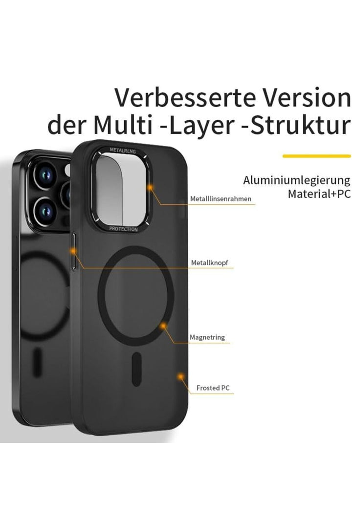 iPhone 14 Pro Max Uyumlu Kılıf Metal Kamera Çıkıntılı Mat Magsafe Sararmaya Dayanıklı Koruyucu Kapak