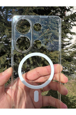 Load image into Gallery viewer, Xiaomi Redmi Note 13 Pro 4G Uyumlu Kılıf Sert Sararmaz Magsafe Kamera Korumalı Koruyucu Şeffaf Kapak