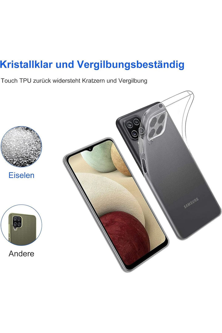 Samsung Galaxy M22 Uyumlu Kılıf 3d Kamera Korumalı Darbe Önleyici Şeffaf Transparan Esnek Silikon