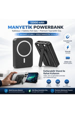 Load image into Gallery viewer, iPhone 12/13/14/15/16 Plus/17 Pro Max Uyumlu 12000 Powerbank Kablolu ve Kablosuz Hızlı Şarj Cihazı