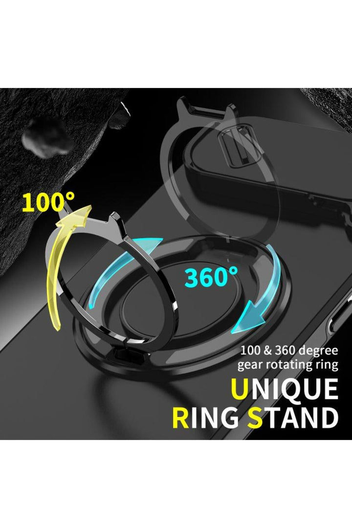 iPhone 17 Air Uyumlu Kılıf Kamera Korumalı Sürgülü 360 Dönebilen Magsafe Stand Renkli Tank Kapak