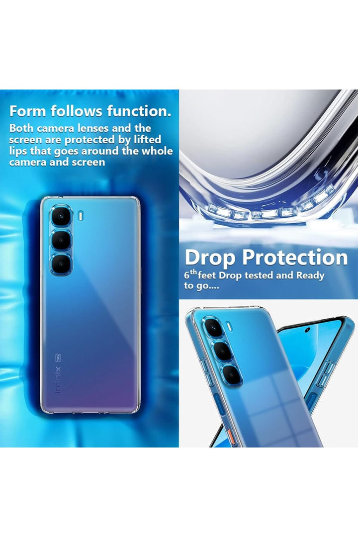 iNfinix Hot 60 Pro Plus Uyumlu Kamera Korumalı Kılıf Darbe Önceleyici Şeffaf Transparn Esnek Silikon