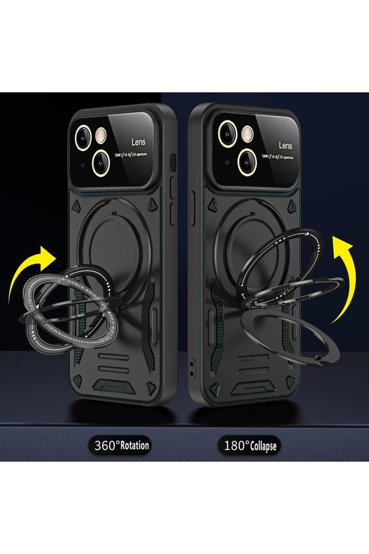 iPhone 15 Plus Uyumlu Kılıf Magsafe Standlı Kamera Lens Korumalı Dayanıklı Renkli Tank Kapakk