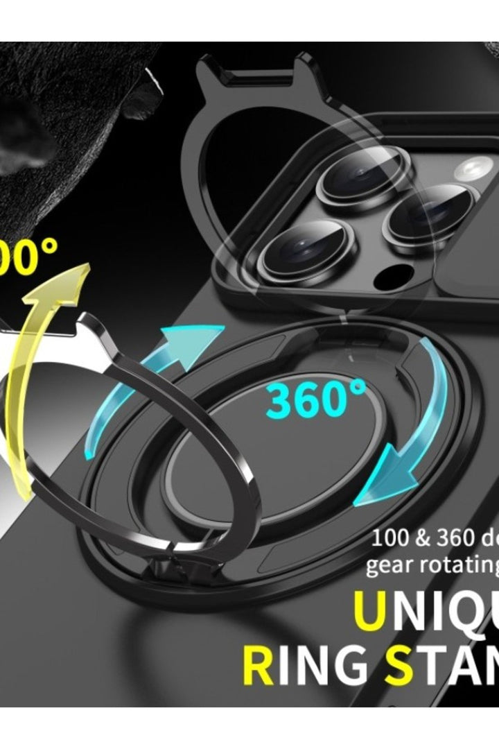 iPhone 14 Pro Max Uyumlu Kılıf Kamera Korumalı Sürgülü 360 Dönebilen Magsafe Stand Koruyuc Tank Kapk