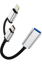 iPhone X/11/12/13/14/15/16 Plus/17 Air/17 Pro Max Uyumlu Type-C/Lightning To USB Çevirici OTG/HUB