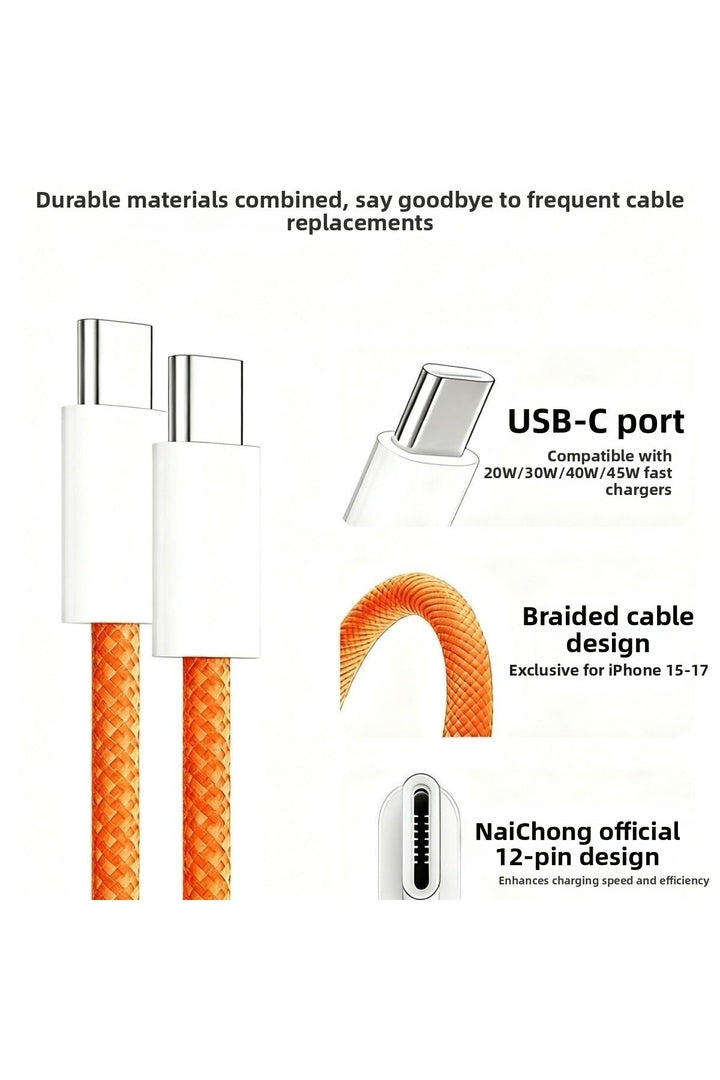 iPad iPhone 15/16 Plus/17 Air/17 Pro Max Uyumlu Şarj Kablosu Hasır Kırılmaz ve Kopmaz Data Kablosu
