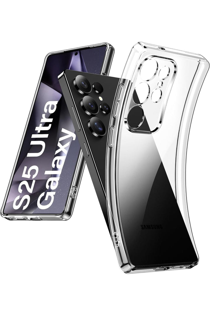 Samsung Galaxy S25 Ultra Uyumlu Kılıf 3D Kamera Koruma Darbe Önleyici Şeffaf Renksiz Silikon Kapak