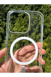 iPhone 15 Pro Uyumlu Simli Kılıf Sert Sararmaz Magsafe Kamera Kenarı Koruyucu Dayanıklı Kapak