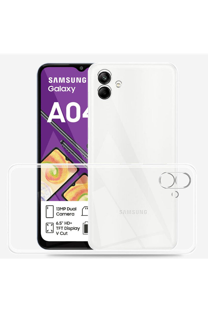 Samsung Galaxy A04E Uyumlu Kılıf 3D Kamera Korumalı Darbe Önleyici Şeffaf Transparan Esnek Silikon