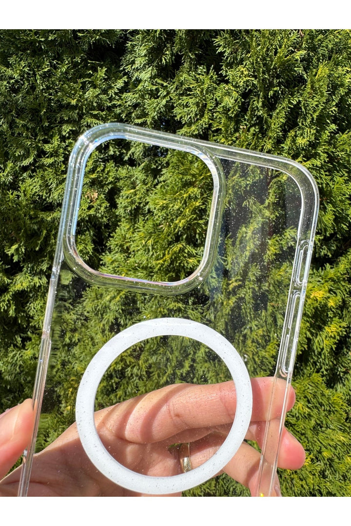 iPhone 16 Pro Max Uyumlu Simli Kılıf Sert Sararmaz Magsafe Kamera Kenarı Koruyucu Dayanıklı Kapak