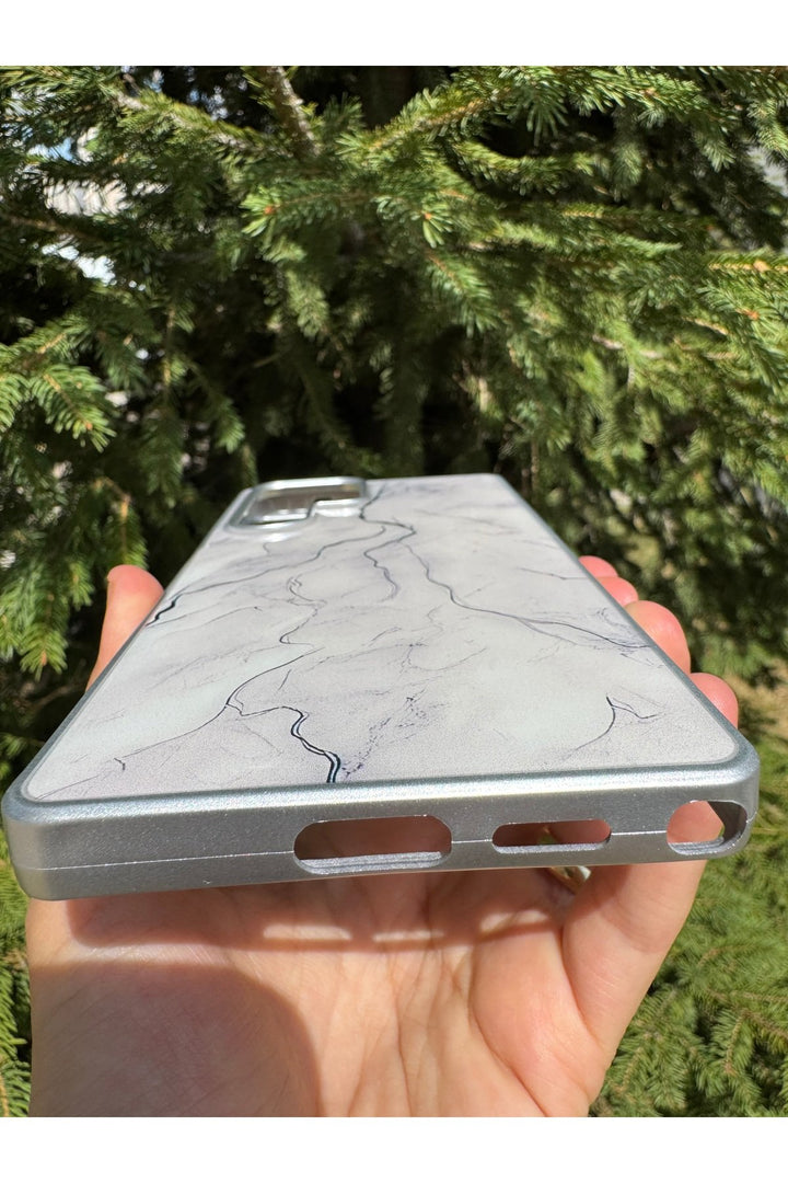 Samsung Galaxy S23 Ultra Uyumlu Kılıf Parlak Mermer Desenli Kamera Kenar Koruyuculu Arka Kapak
