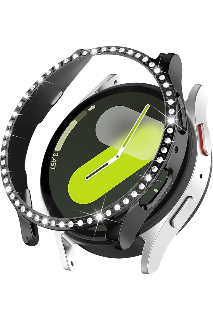 Samsung Galaxy Watch 4/5/6/7 40mm Uyumlu Kılıf Ekran ve Kasa Koruyucu Parlak Taşlı Kasa Koruma Guard
