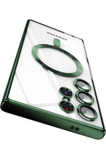 Load image into Gallery viewer, Samsung Galaxy S24 Ultra Uyumlu Kılıf 3D Kamera Lens Korumalı Magsafe Kenarı Renkli Şeffaf Kapak