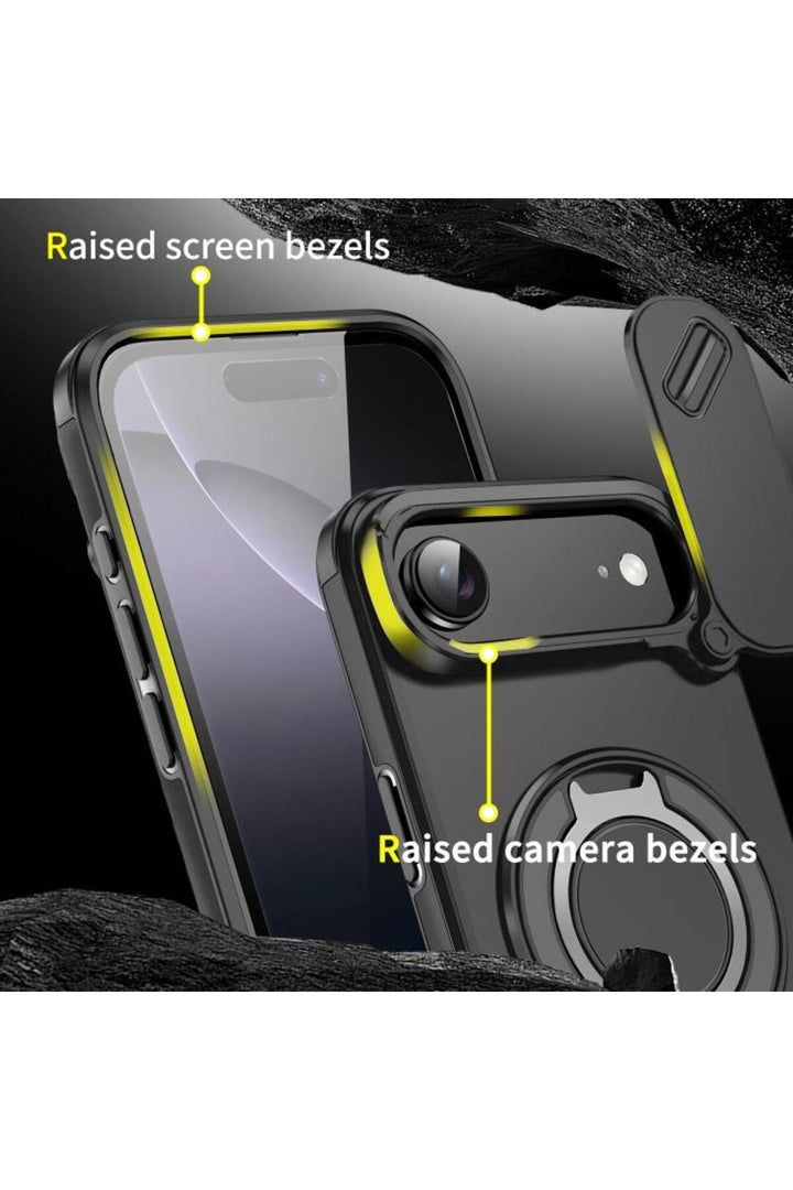 iPhone 17 Air Uyumlu Kılıf Kamera Korumalı Sürgülü 360 Dönebilen Magsafe Stand Renkli Tank Kapak