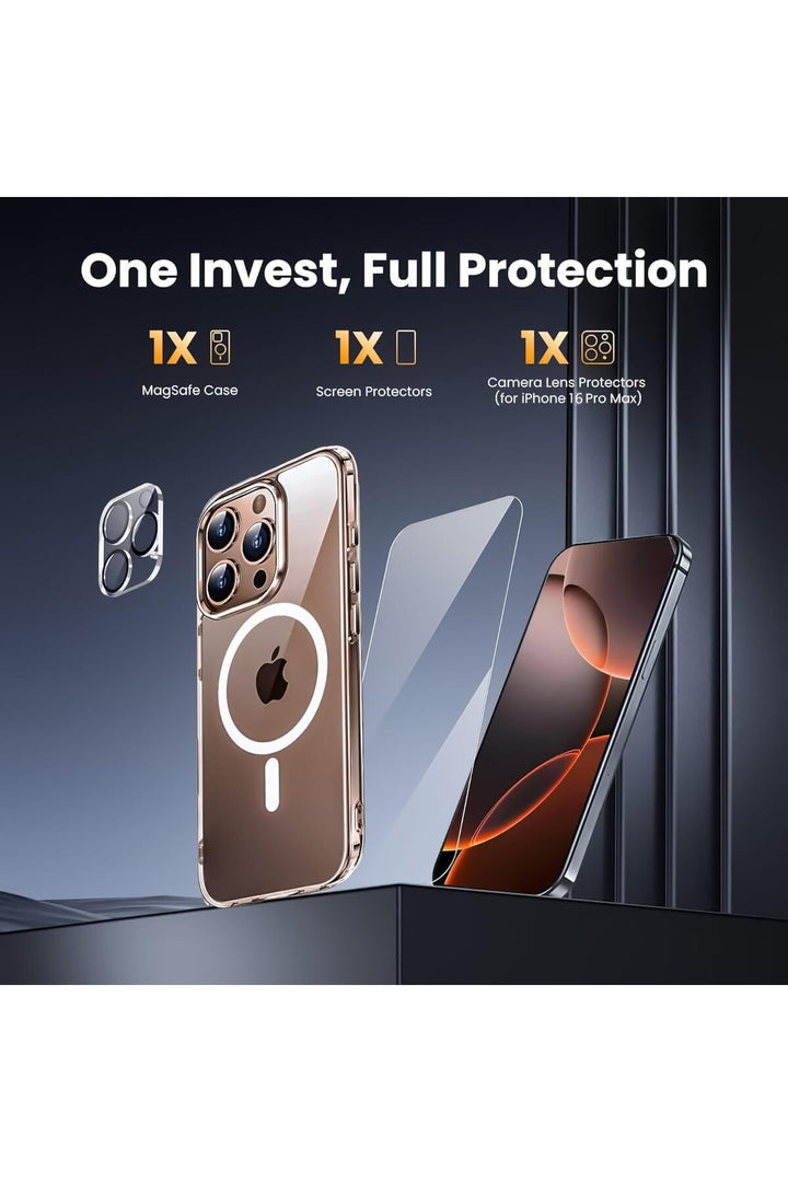iPhone 15 Pro Uyumlu Kılıf Kamera Koruma Camı Ekran Koruyucu Şeffaf Magsafe Temperli Cam Koruma