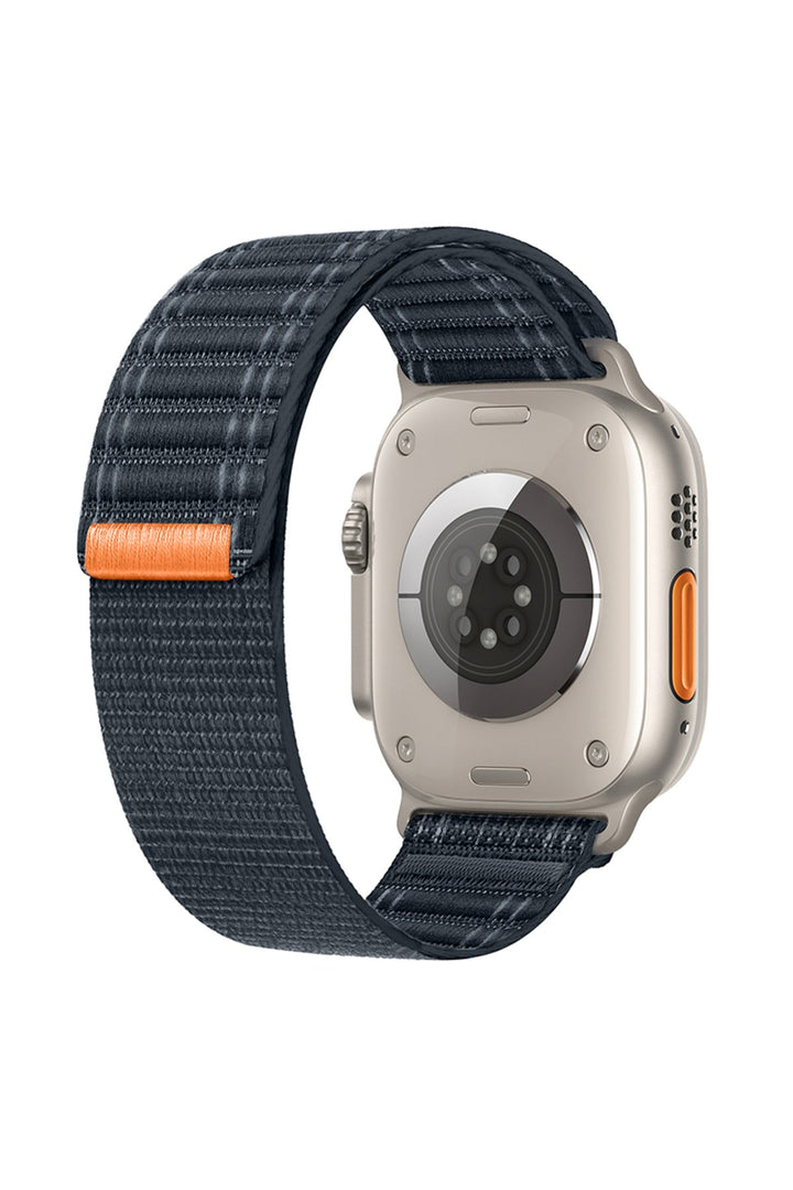 Apple Watch 44mm/45mm/46mm/49mm Uyumlu Kordon Bakla Bölmeli Dizayn Hasır Cırt Dokuma Kumaş Kordon