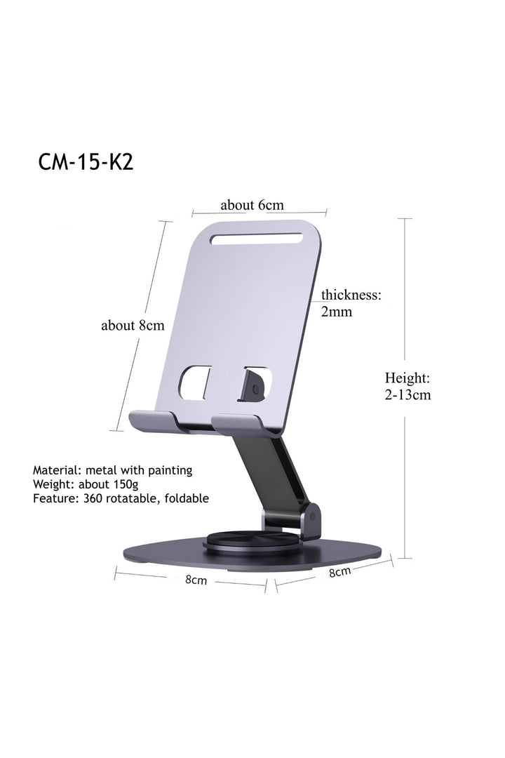 Metal Katlanabilir Telefon Standı Ayarlanabilr Taşınabilr 360 Dönebilen Tablet Standı Telefon Tutucu