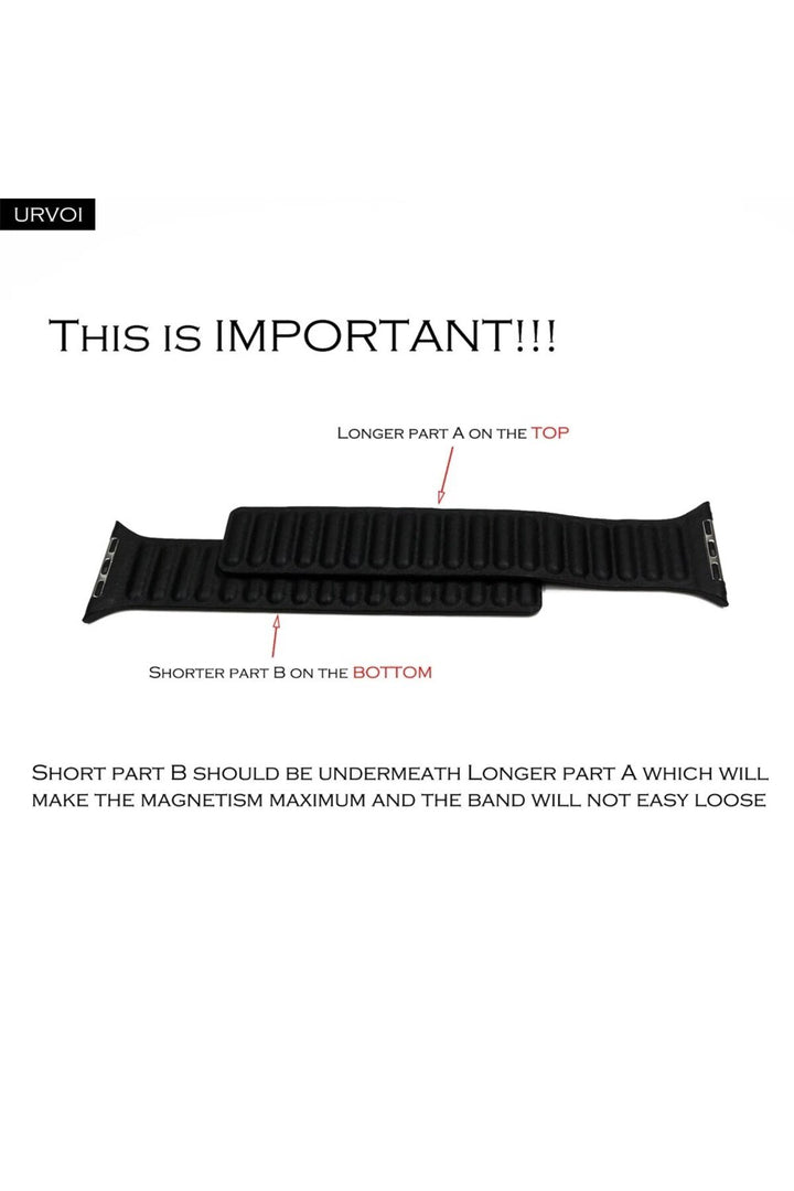Apple Watch 9 8 7 6 5 4 3 2 1 Se 42mm/44mm/45mm/49mm Uyumlu Kordon Mıknatıslı Magnetli Deri Kordon