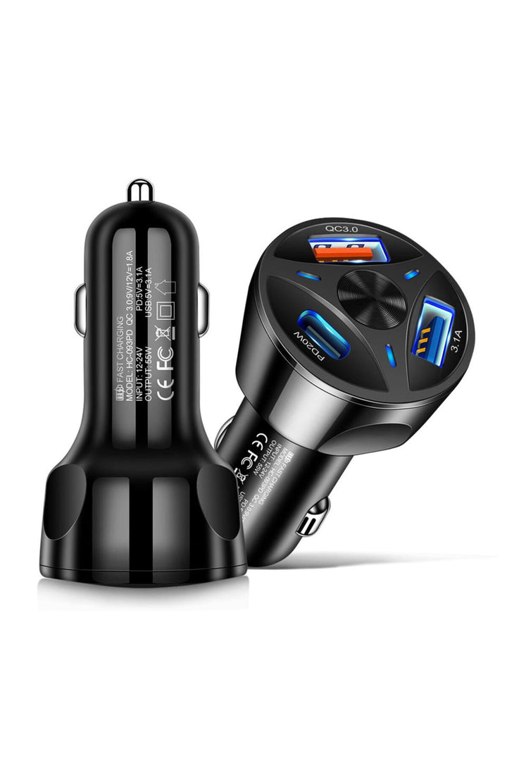 IPhone/Samsung/Xiaomi/Oppo ve Tüm Telefon Tablet Uyumlu 55W PD Q.C 3.0 Hızlı Araç Şarj Adaptör