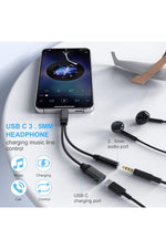 Load image into Gallery viewer, Samsung Xiaomi Uyumlu Type-c Kulaklık Çevirici Şarj Dönüştürücü Örgü Kablo Bluetooth Gerektirmez