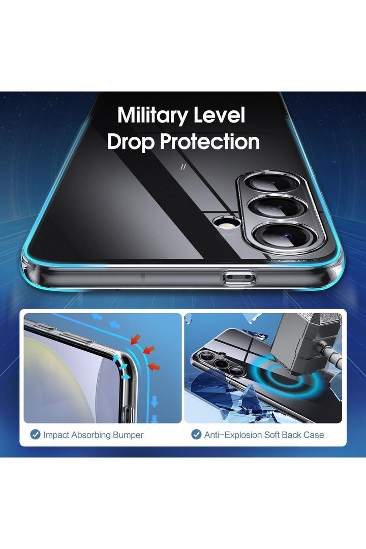 Samsung Galaxy A55 Uyumlu Kılıf 3D Kamera Koruma Darbe Önleyici Şeffaf Esnek Renksiz Silikon Kapak