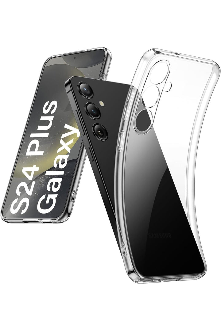 Samsung Galaxy S24 Plus/S25 Plus Uyumlu Kılıf Kamera Korumalı Dayanıklı Şeffaf Esnek Renksiz Silikon