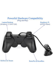 PS3/PC/Windows 11/10/8/7 Roblox/Steam/RetroPie Uyumlu DoubleShock Oyun Kol USB Tak Çalıştır Joystick