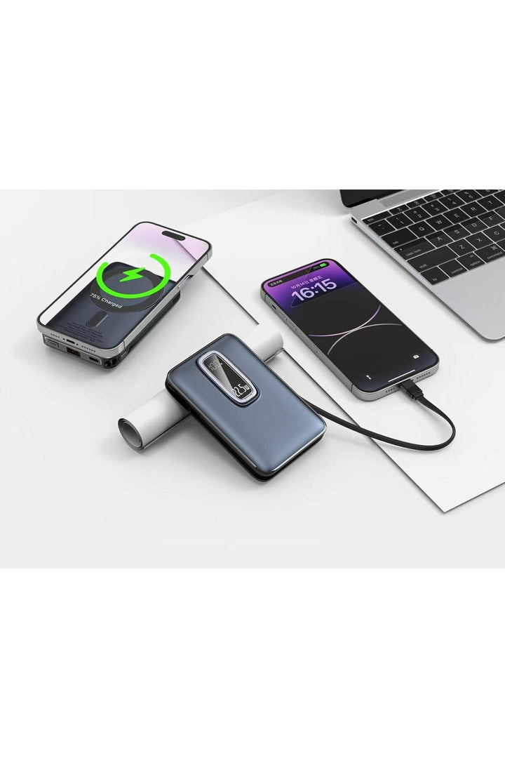 iPhone 11/12/13/14/15/16 Plus/17 Pro Max Uyumlu Magsafe Powerbank Standl Hızlı Şarj Type-C USB QC PD