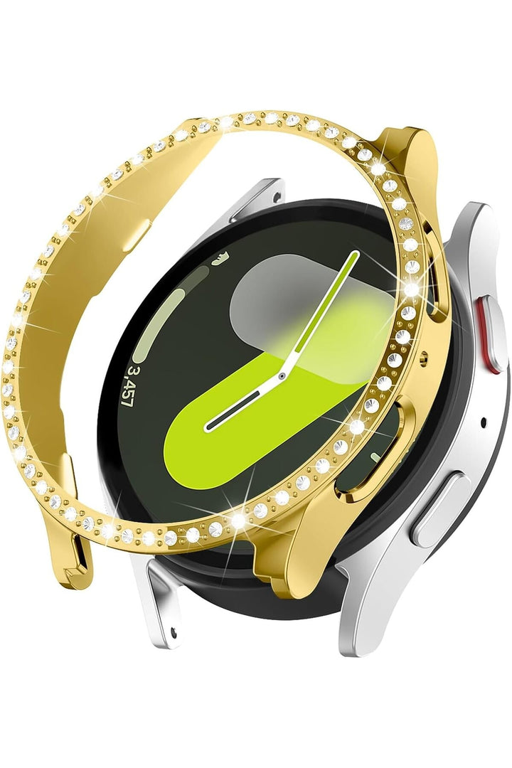 Samsung Galaxy Watch 4/5/6/7 44mm Uyumlu Kılıf Ekran ve Kasa Koruyucu Parlak Taşlı Kasa Koruma Guard