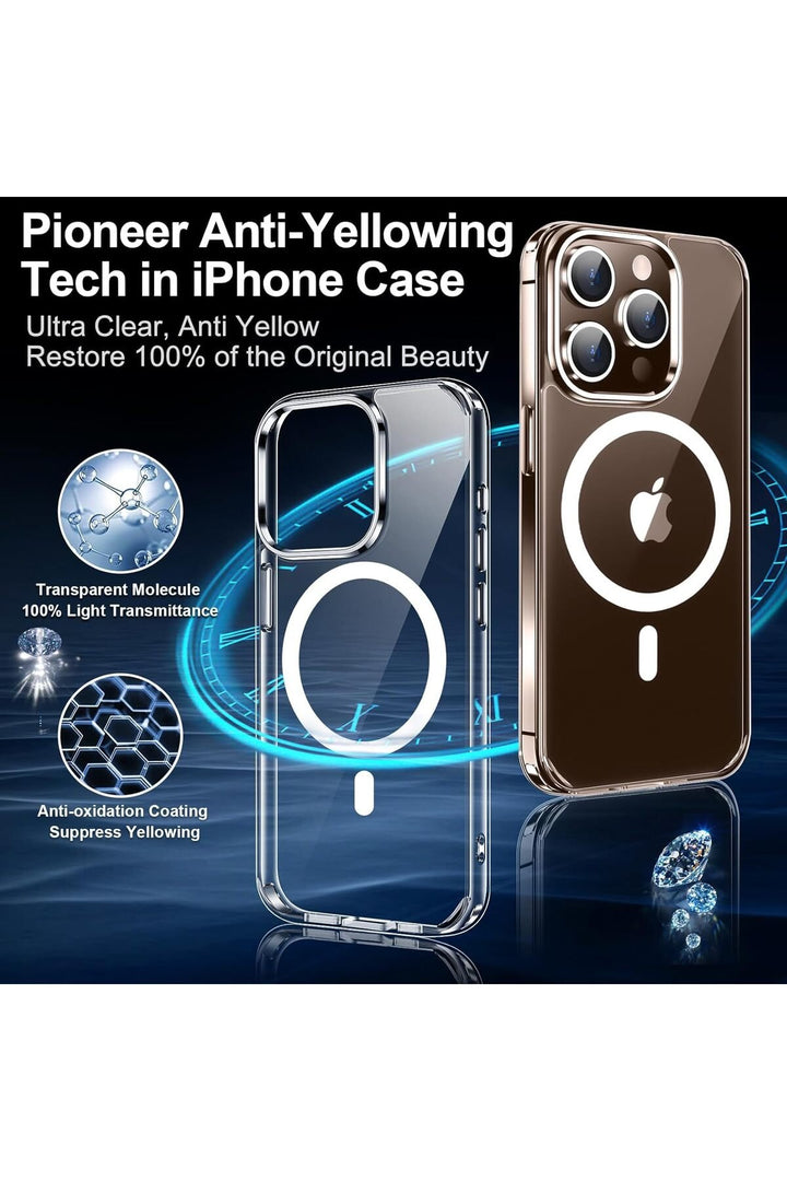 iPhone 15 Pro Max Uyumlu Kılıf Kamera Koruma Camı Ekran Koruyucu Şeffaf Magsafe Temperli Cam Koruma