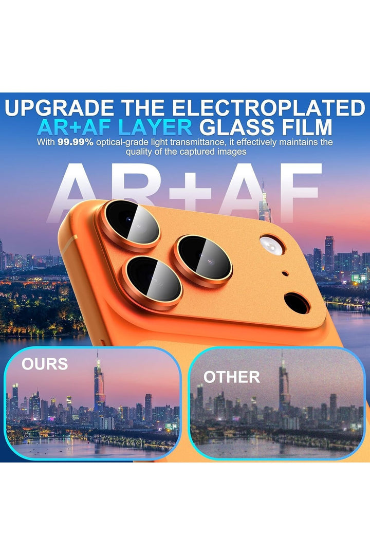 iPhone 17 Pro Max Uyumlu Kamera Koruyucu Lens Metal Temperli Cam Kamera Çevresi Tam Koruma
