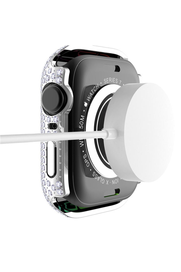 Apple Watch 41mm 7/8/9 Uyumlu Kılıf Ekran ve Kasa Koruyucu Parlak Büyük Taşlı Watch Kasa Koruma