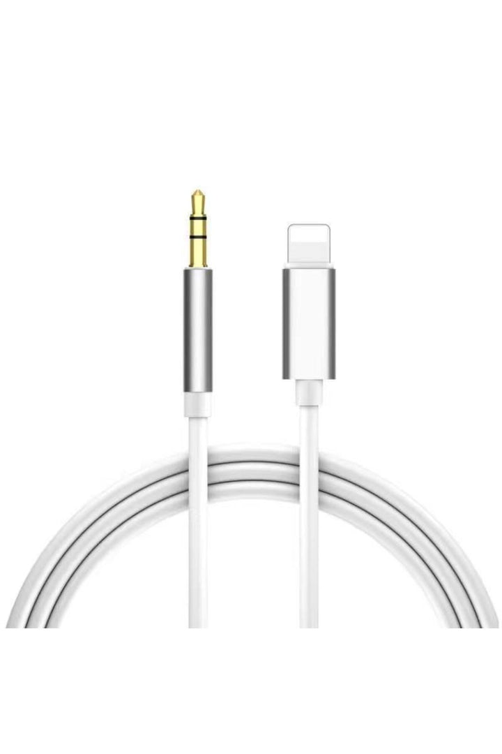 iPhone Uyumlu Aux Kablosu Lightning To 3.5mm Jack Çevirici Dönüştürücü Beyaz Bluetooth Gerektirmez