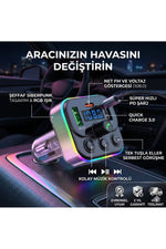 Load image into Gallery viewer, Bluetooth Araç Kiti FM Transmitter USB Type-C PD RGB LED Işıklı Flash Bellek MP3 Çakmaklık Girişli