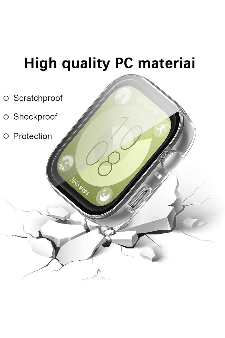 Huawei Watch Fit 3 Uyumlu Kılıf Ekran ve Kasa Koruyucu Şeffaf Kasa Koruma Çerçeve Guard 360 Koruma